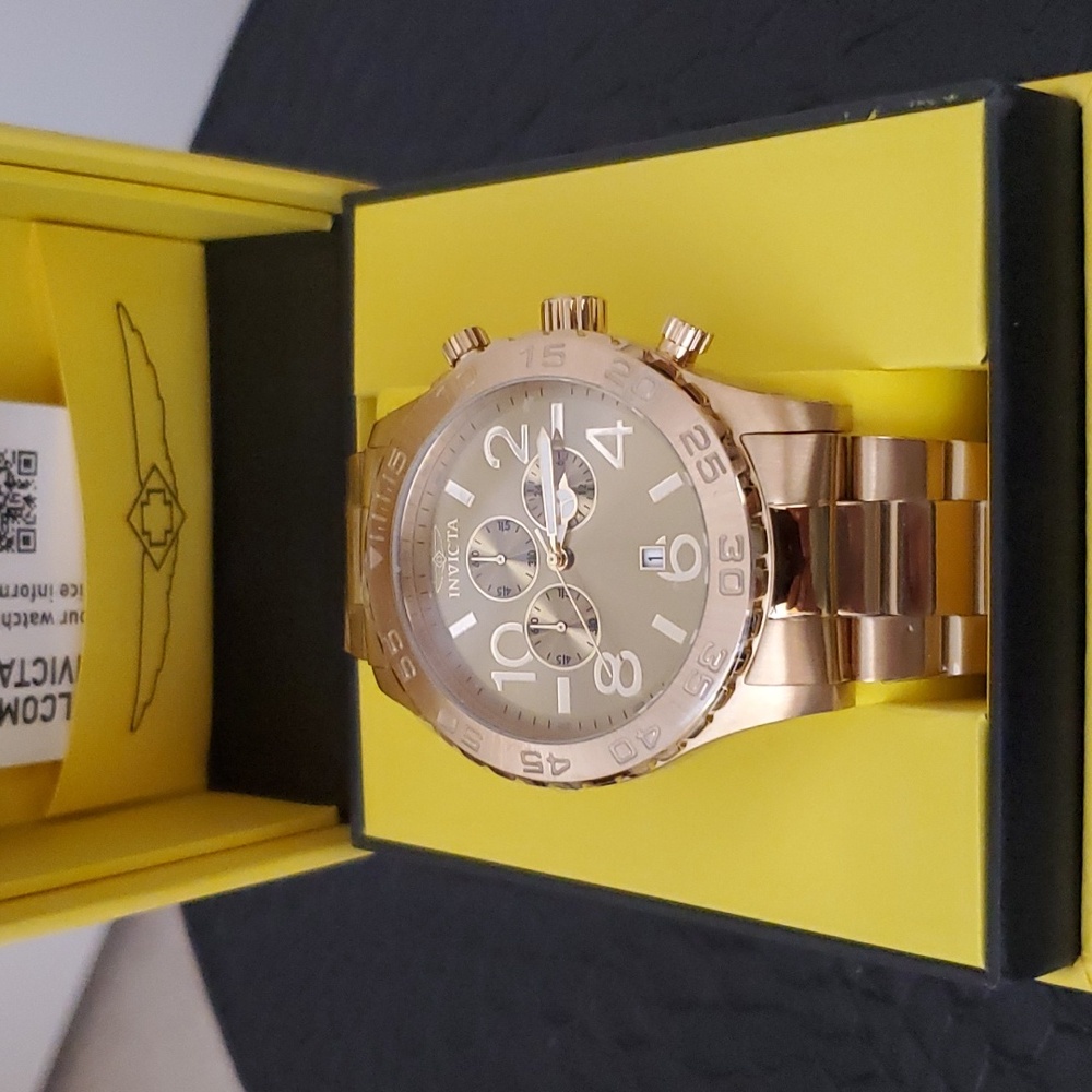 Invicta Men's 1270 Specialty Chronograph Gold Dial 18k Gold Ion-Plated Stainless